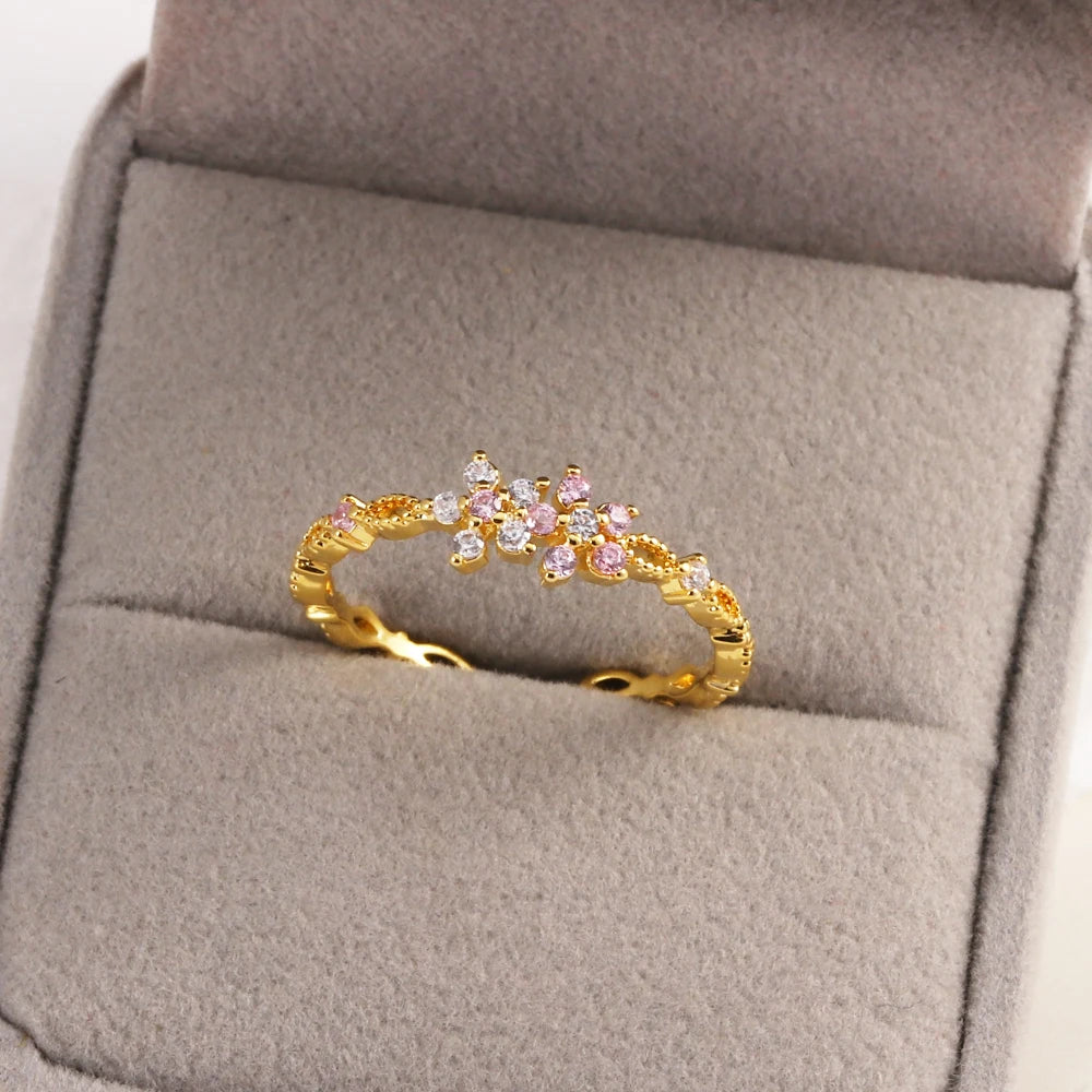 Fashion Moon Heart Flower Butterfly Rings For Women Sweet Girls Exquisite Shiny Rhinestone Crystal Open Ring 2025 Romantic Jewel