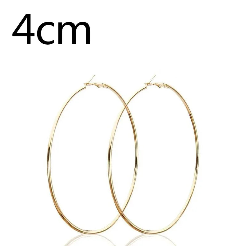 2pcs 30-100mm Small Big Circle Hoop Earrings for Women Men, Stainless Steel Ear Ring Fashion Jewelry Gift Nightclub DJ