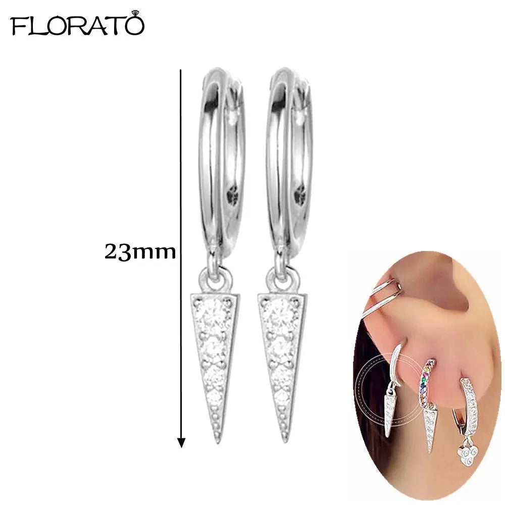 925 Sterling Silver Needle Punk Spike Rivet Hoop Earrings For Women Huggie Earrings Ear Cuff Piercing Earring Gothic Jewelry