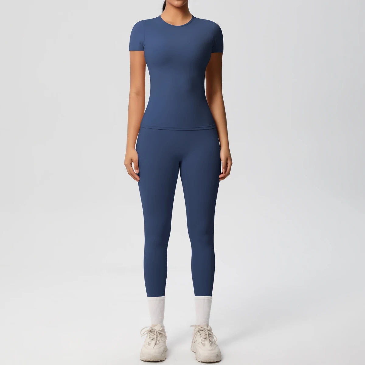 Women 2pcs Patchwork Sport Yoga Suit Gym Sports Crop Tops Sexy Bodycon Crop Tube Top Workout Leggins Booty Bum Leggins