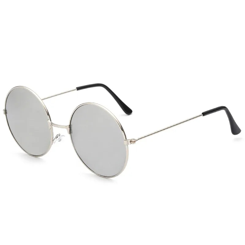 FOENIXSONG Round Pilots Sunglasses - Vintage Silver Gold Black Unisex