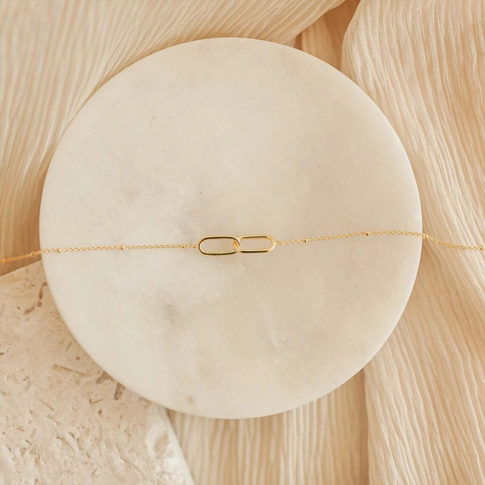 eManco Hot Fashion Stainless Steel Link Infinity Necklace Geometric Double Paperclip Pendant Women's Simple Jewelry Wholesale