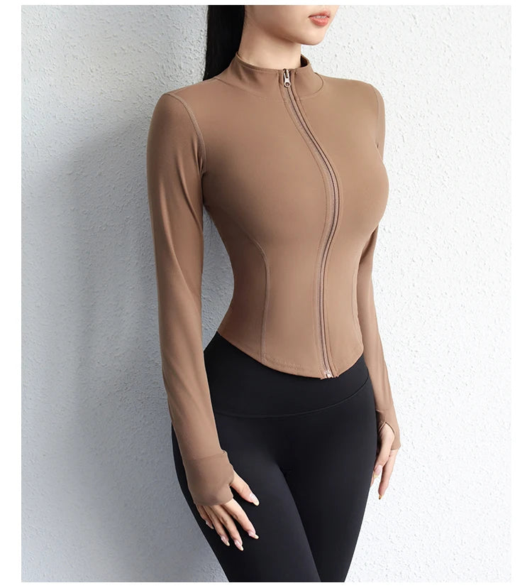2023 Yoga Jacket - Short Sports Jacket Body Sculpting Zipper