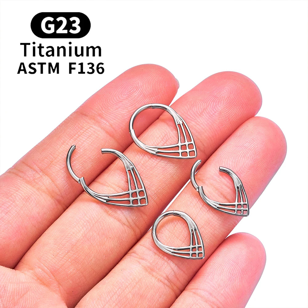 ASTM F136 G23 TItanium Piercing Septum Heart Nose Rings 16G Hinged Clicker Tragus Cartilage Helix Earrings Punk Body Jewelry