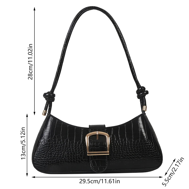 French Simple Solid Color PU Leather Shoulder Bag Fashion Versatile Handbag Underarm Bag For Women Hand Shoulder Bag