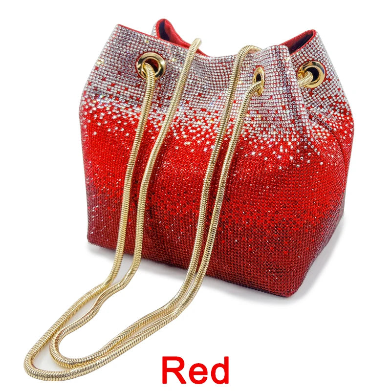 2025 Latest Italian Design Luxury Shiny Wedding Party Ladies Handbag high quality Diamond Tote Evening Bag