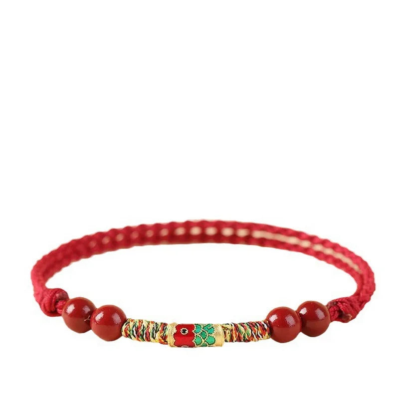 Lucky Red Thread Bracelet Men Women Tibetan Buddhist Lotus Infinity Cinnabar Beads Handmade Braided Rope Bracelets Party Jewelry