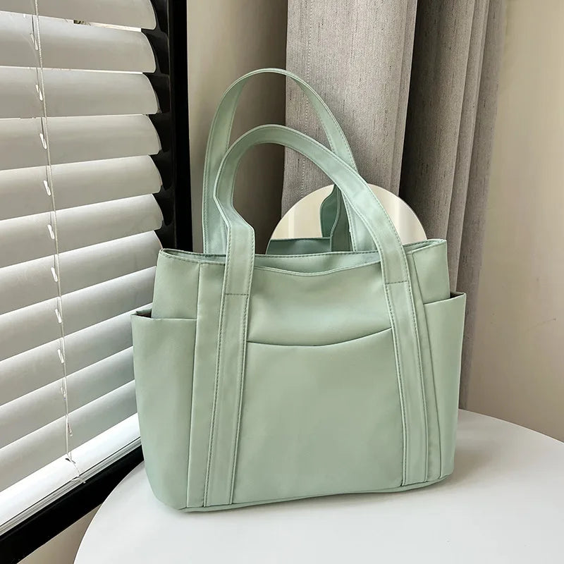 High Quality Commuting Tote Bag Simple Nylon Women's Shoulder Bag Large Capacity Student Class Handbag