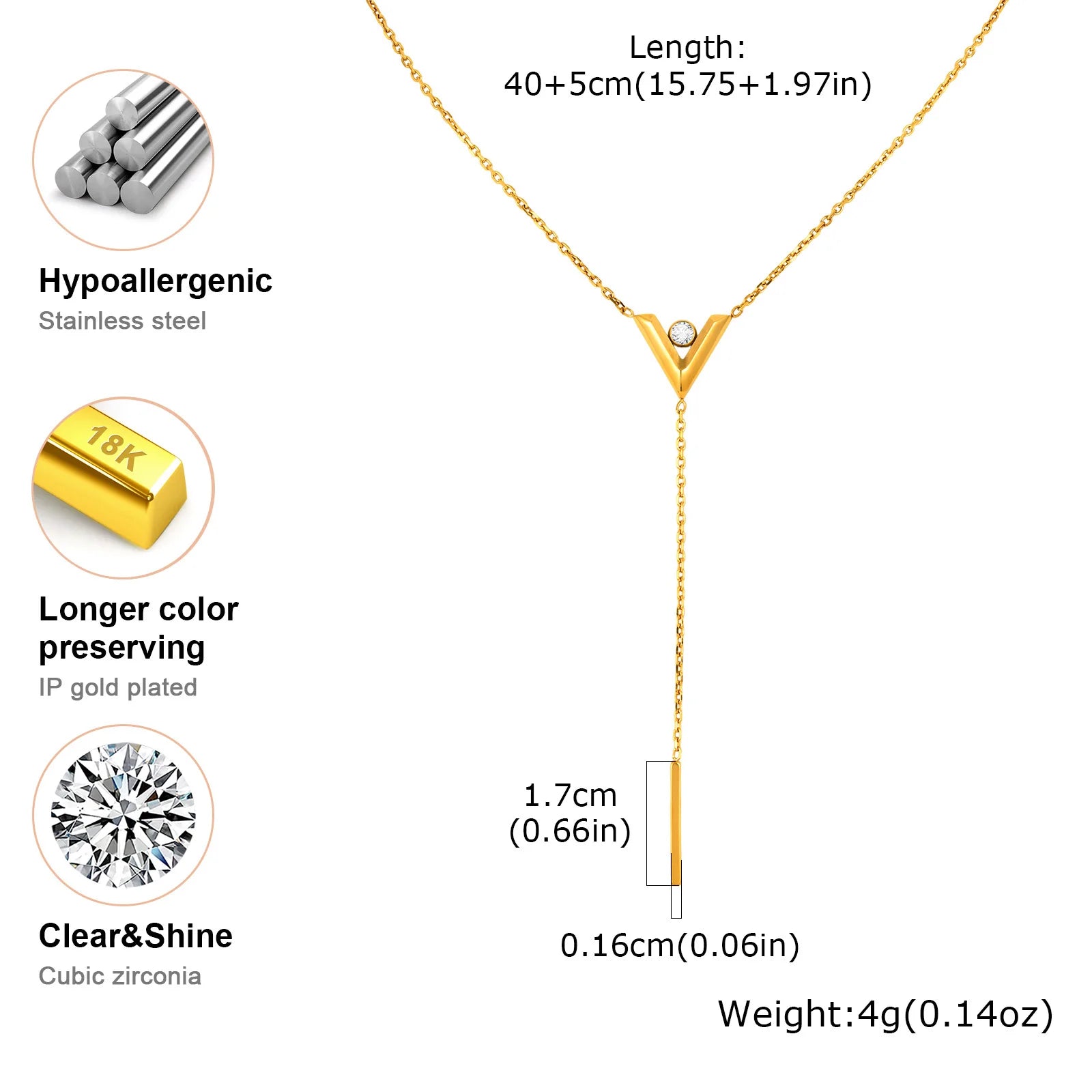 Vnox Women Trendy V Shaped Necklace With Small Pendant, Stainless Steel Y-shaped Necklaces, Jewelry Gifts Wholesale