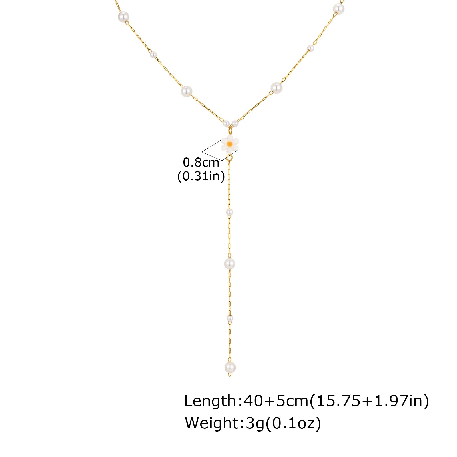 Vnox Flower Pearls Long Chain Drop Necklace For Women, Stainless Steel Waterproof Layered Jewelry, Light Luxury Collarbone Chain