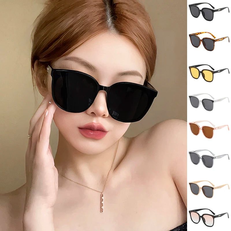 Large Frame Black Face Trimming Sunglasses - Outdoor Travel UV400