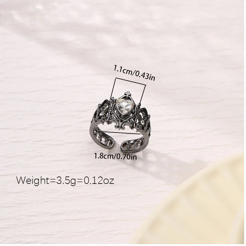 Gothic Cross Ring Heart-Shaped Ring Women's Special Fun Light Luxury French Medieval Men's Adjustable Rings In Multiple Colors