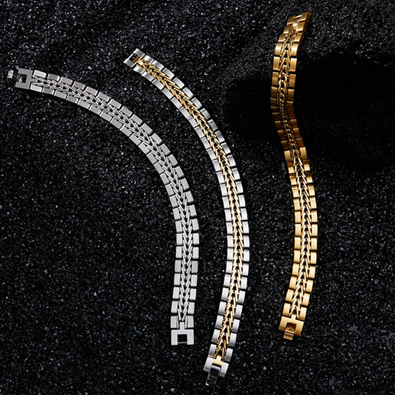 ROXI  | 2025 Stainless Steel Cuban Bracelet for Men Luxury Charm Party Jewelry Gold Plated Original Design Dropshipping