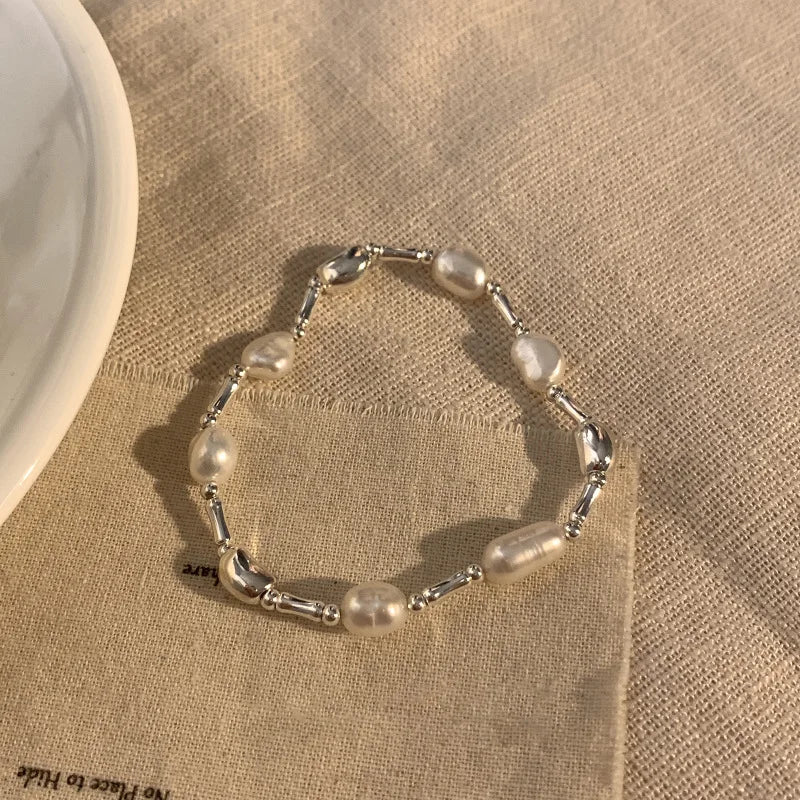VENTFILLE 925 Sterling Silver Double Layer Pearl Bracelet for Women Girl Design Bead Korean Jewelry Dropshipping