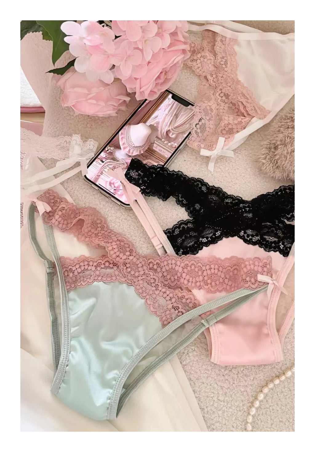 Cross Belt Lace Transparent Sexy Women's Underpants Low Waist Mesh Hollowed Bow Panties Cotton Crotch Breathable Briefs Lingerie