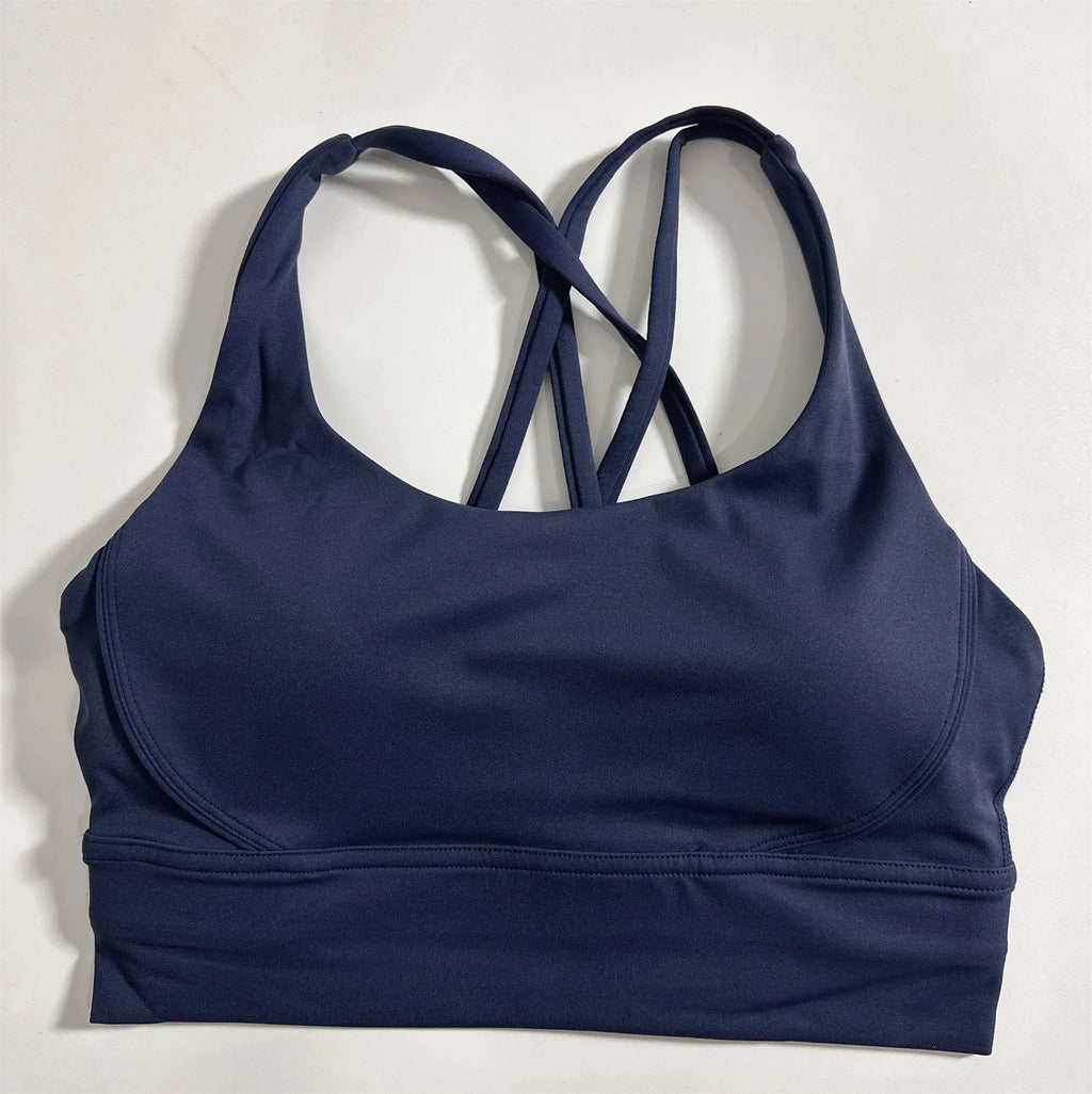 Solid Color Cross Fitness Bra - High Strength Yoga Sport Top