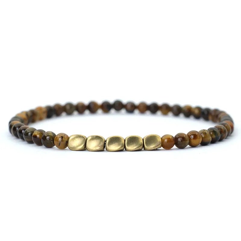 New Men 4mm Bracelet Irregular Copper Beads Strand Braclet Minimalist Black Onyx Stone Braslet Pulsera Hombre Gift For Him Joias