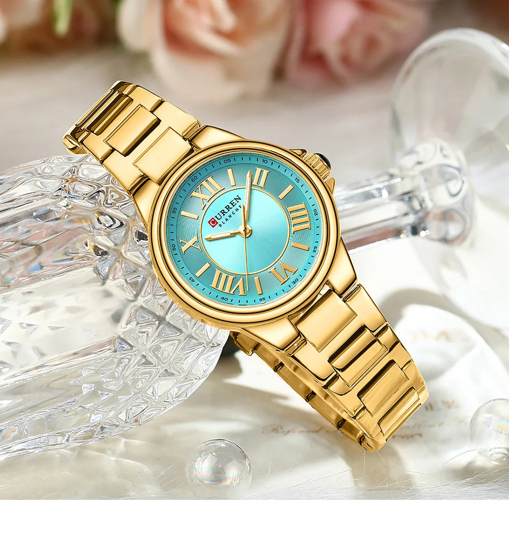 CURREN 9091 Fashion Accessories Watch Women Luxury Brand Elegant Bracelet Waterproof Quartz Women's Watch часы женские наручные