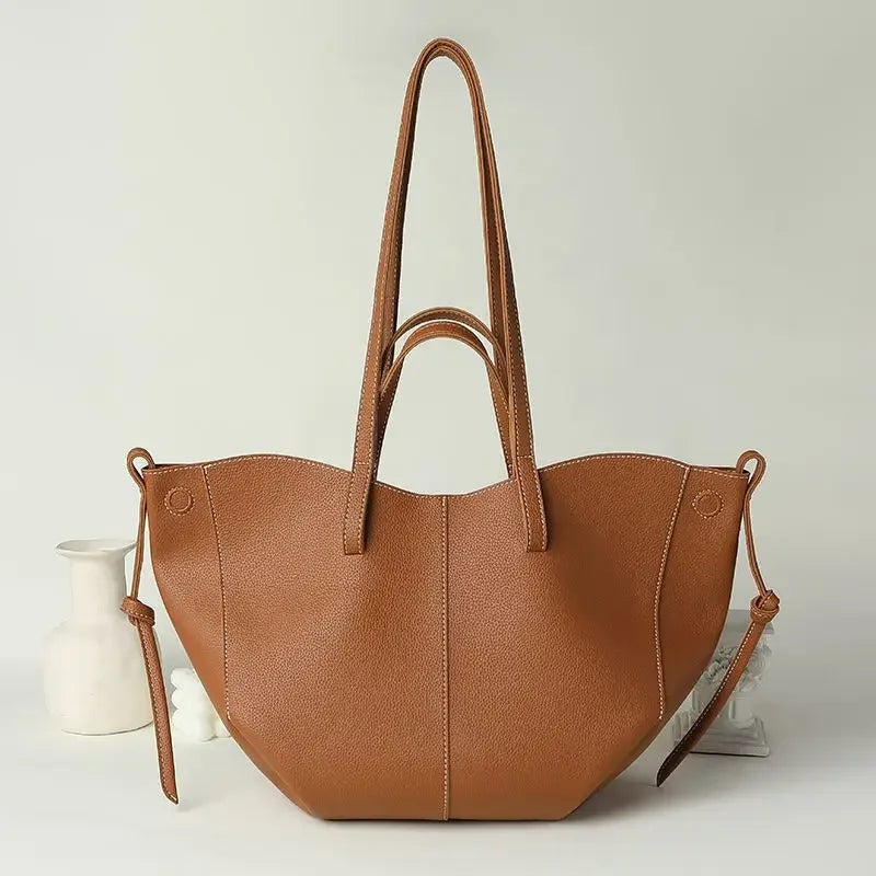 Fashionable Large Capacity Tote Bag Handbag Women's Single Shoulder Bag Brown New Arrival 2025 from France High Aesthetic Value