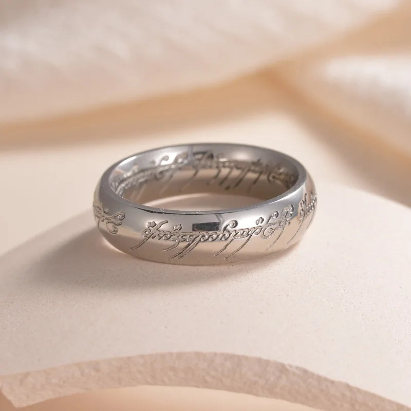 Lord of the Rings Titanium Steel Ring - 18K Gold Plated 6mm Men's Band