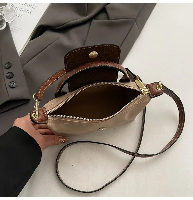 Retro Fashion Nylon Dumpling Bag Women's Crossbody Handbag Soft Polyester Lining Zipper Closure Shoulder Bag Handbag