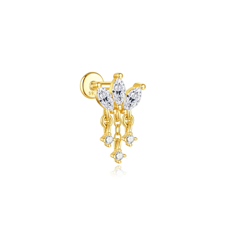 Aide 925 Sterling Silver 1piece Silver Color Thread Labret Upper Stud Earrings Cartilage Tragus Helix Piercing Studs Jewelry