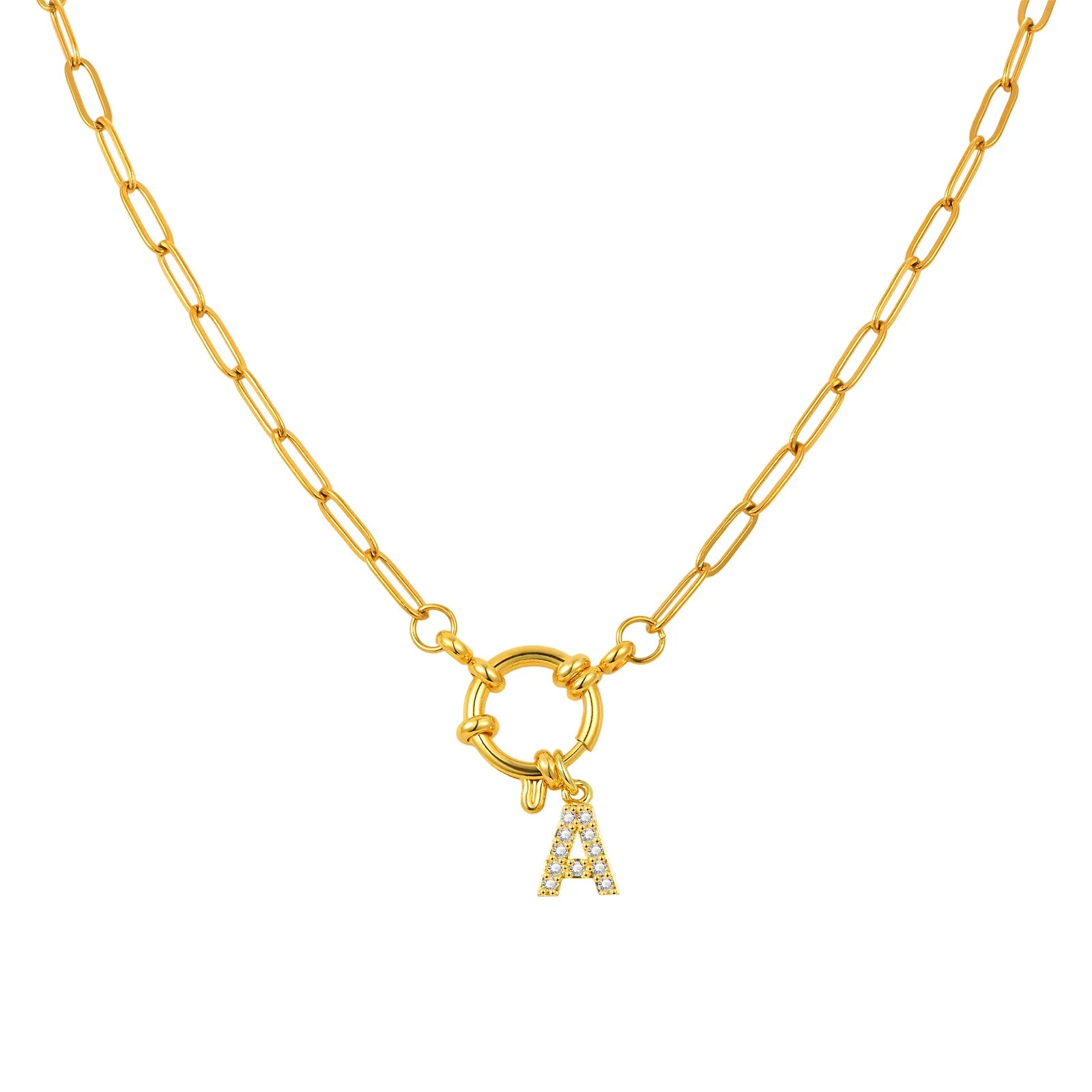 Vnox Women's Trendy Letters Necklaces With CZ Zircon, Stainless Steel 18K Gold Plated Pendant, Fashion Charm A-Z Accessories