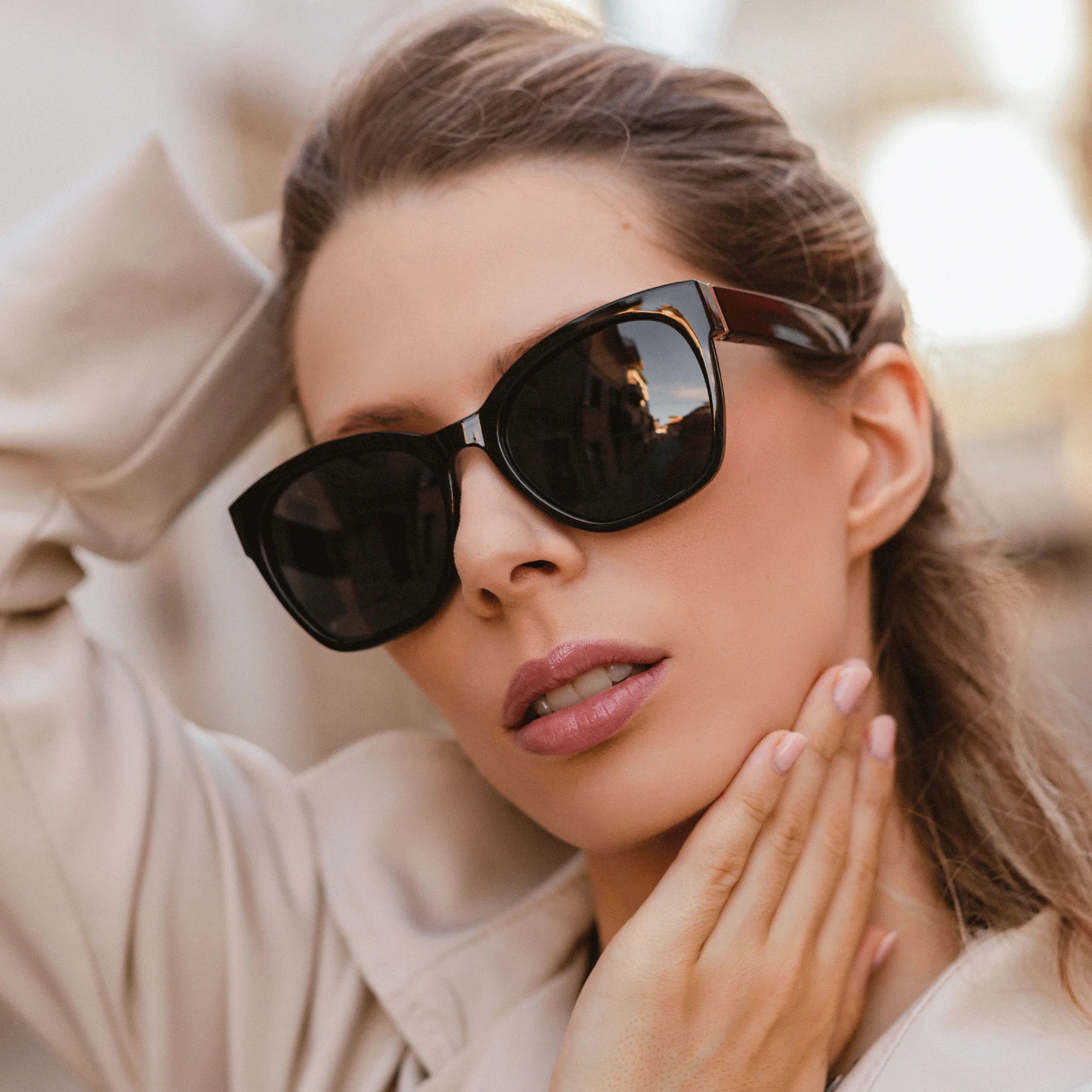 ZENOTTIC Thick Butterfly Polarized Sunglasses - Chunky Cat Eye UV400