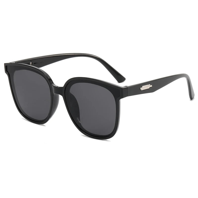 Large Frame Black Face Trimming Sunglasses - Outdoor Travel UV400