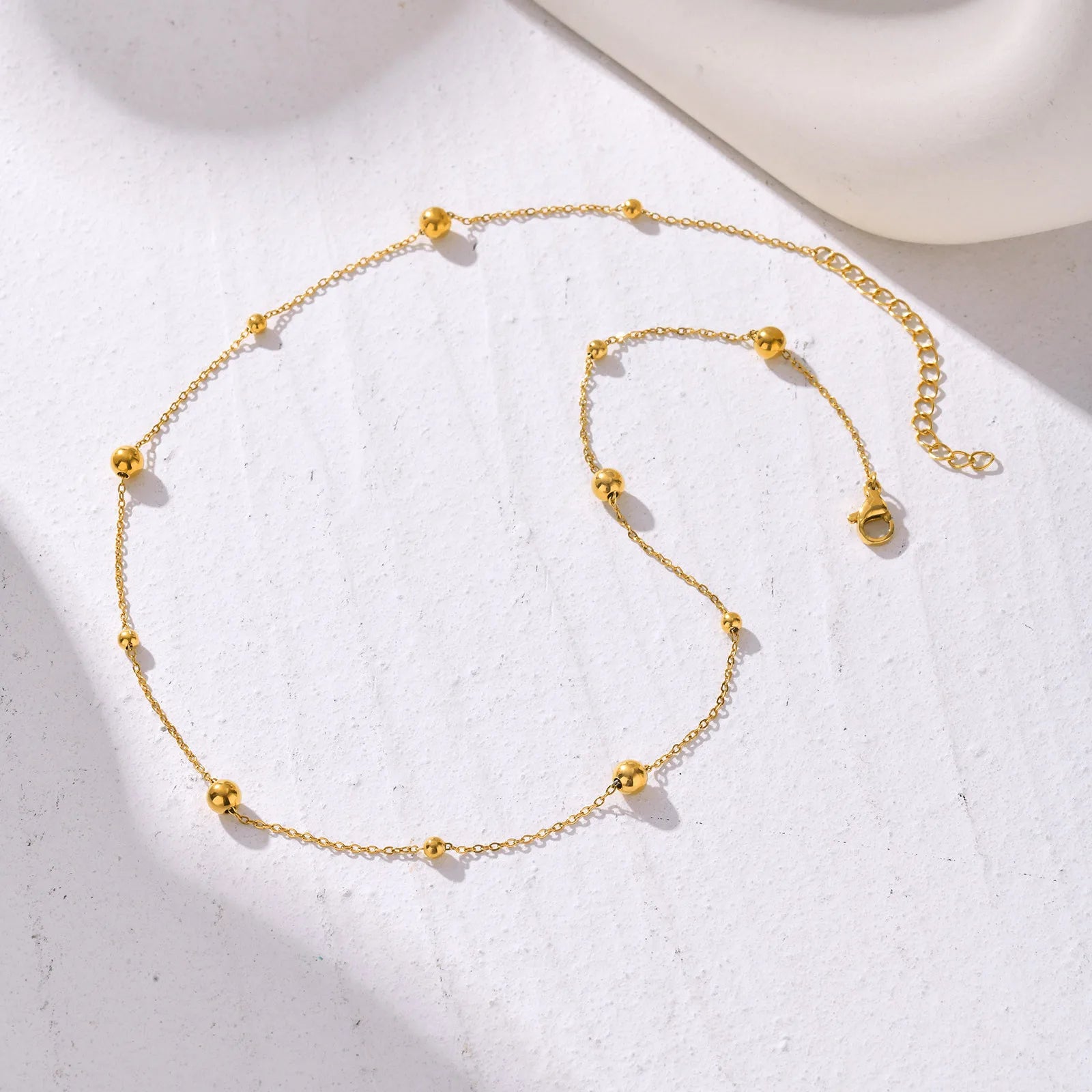 Vnox Dainty Beads Chain Necklaces for Women Girls, Gold Plated Cable O Links Choker Collar