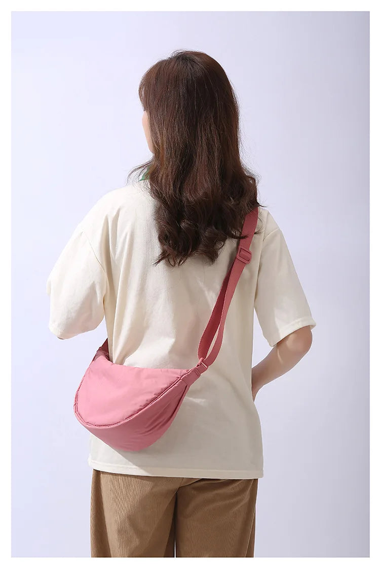 Simple Design Women's Messenger Bag Fashion Ladies Nylon Hobos Small Shoulder Bags Vintage Female Girls Purse Cloth Handbags