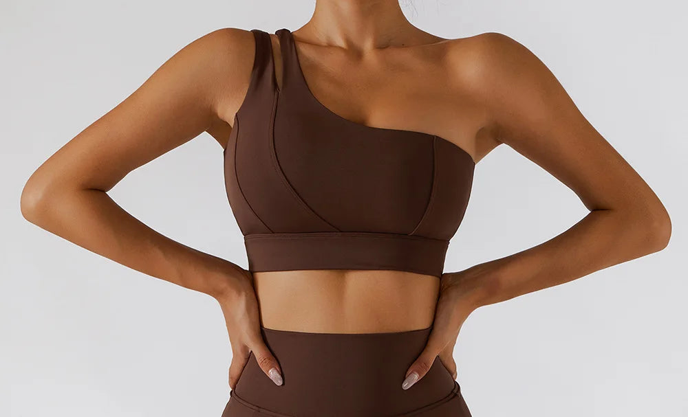 Sexy One Shoulder Sports Bra - High Strength Fitness Vest