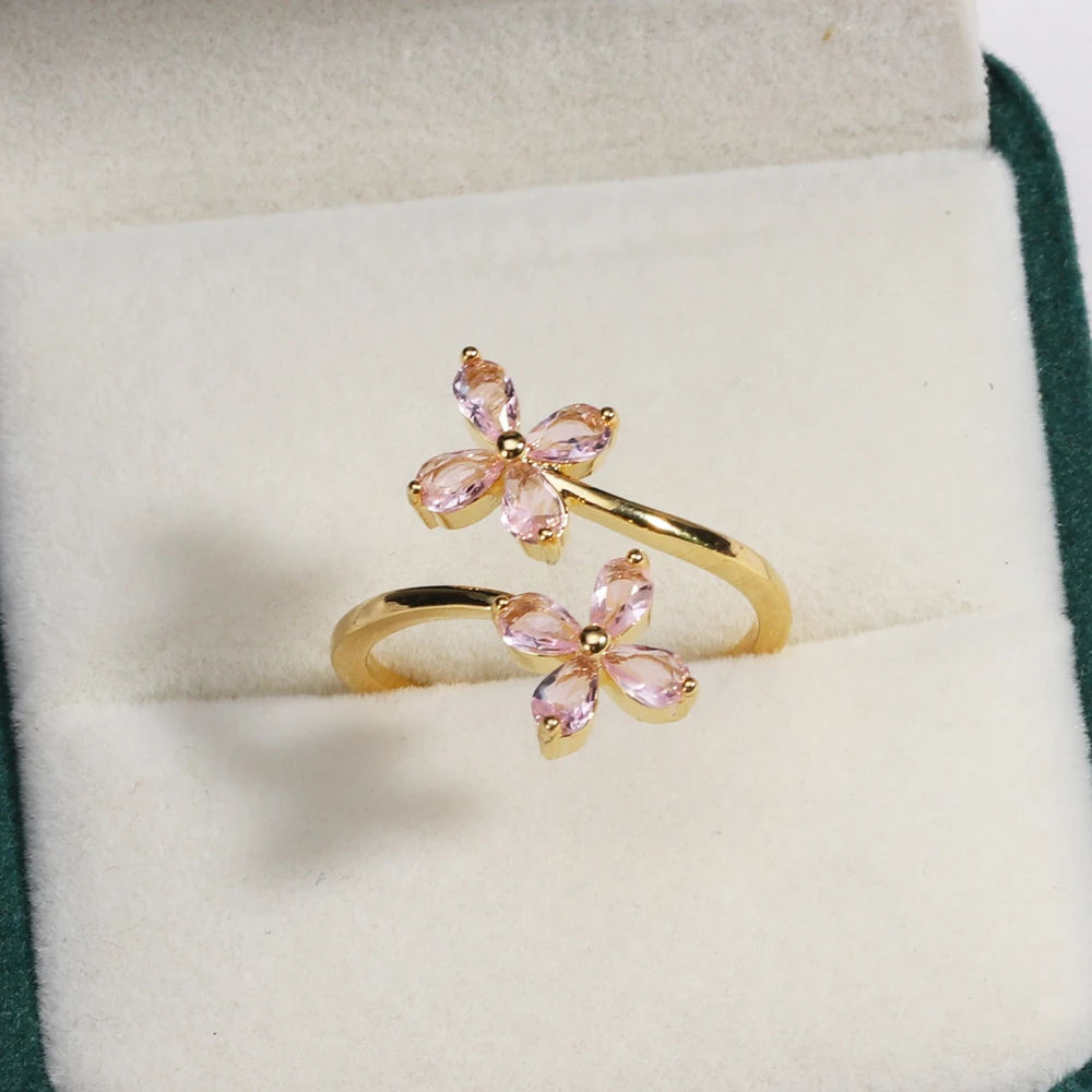 Fashion Moon Heart Flower Butterfly Rings For Women Sweet Girls Exquisite Shiny Rhinestone Crystal Open Ring 2025 Romantic Jewel