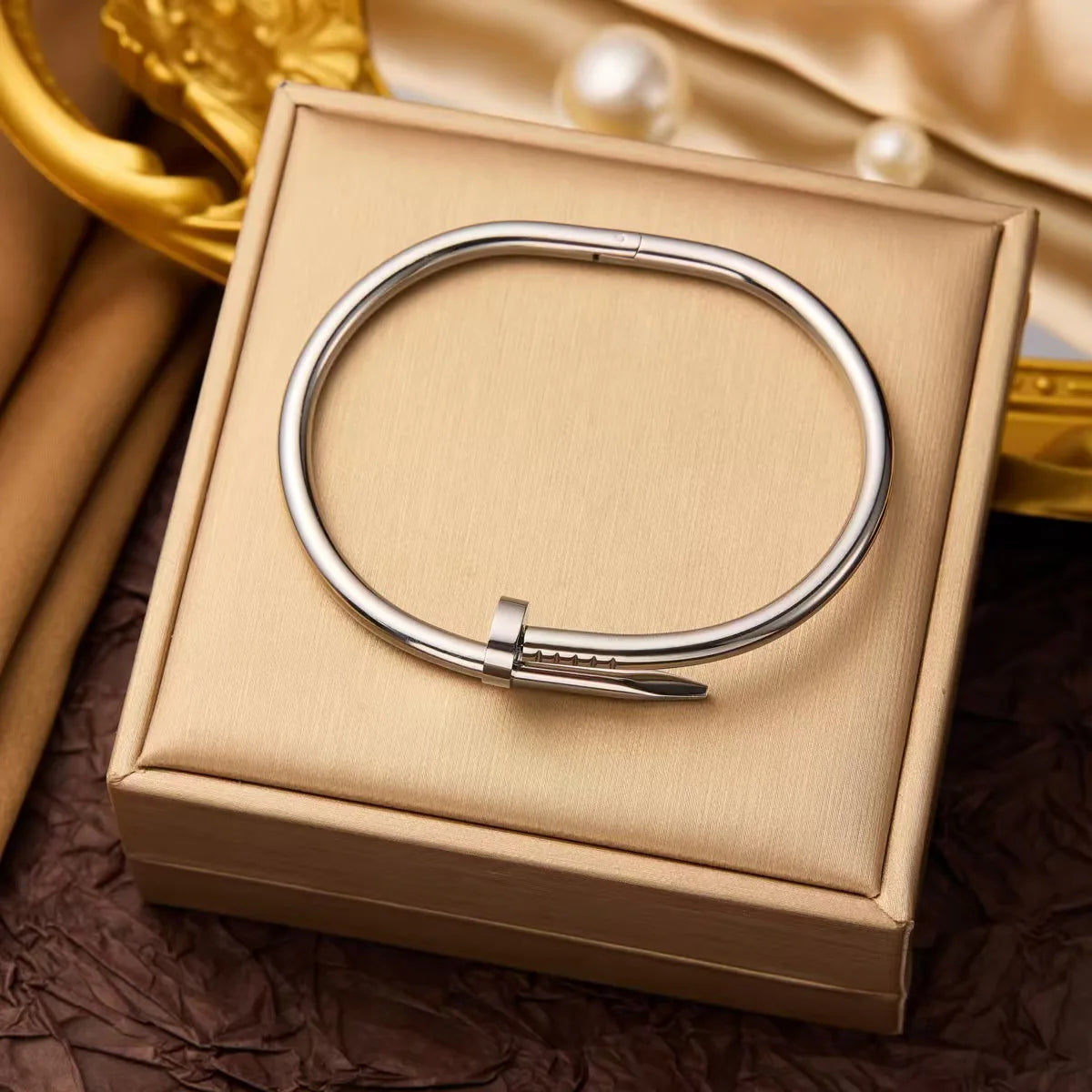 Hip hop style personality fashion interesting design curved nail stainless steel bracelet men's women's jewelry