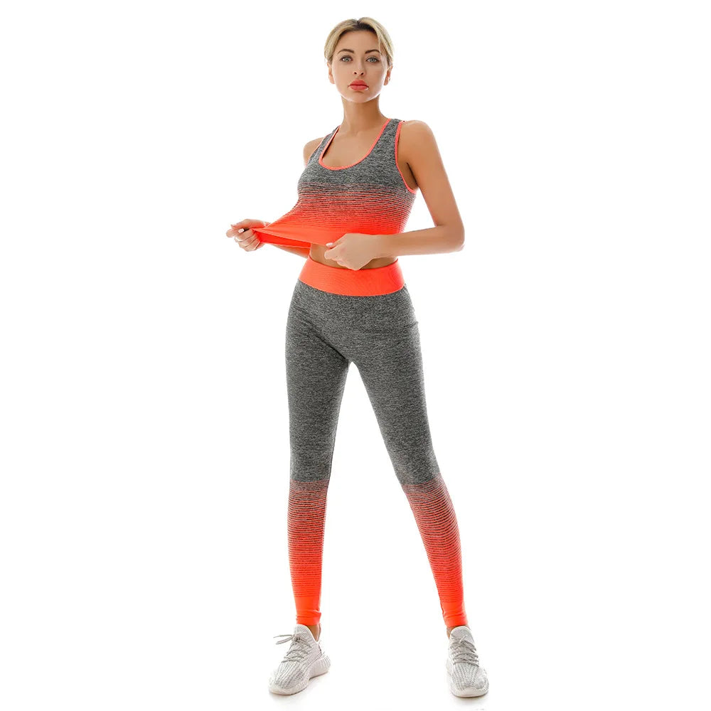 2 Piece Yoga Set - Gradual Changing Sports Bra & Leggings