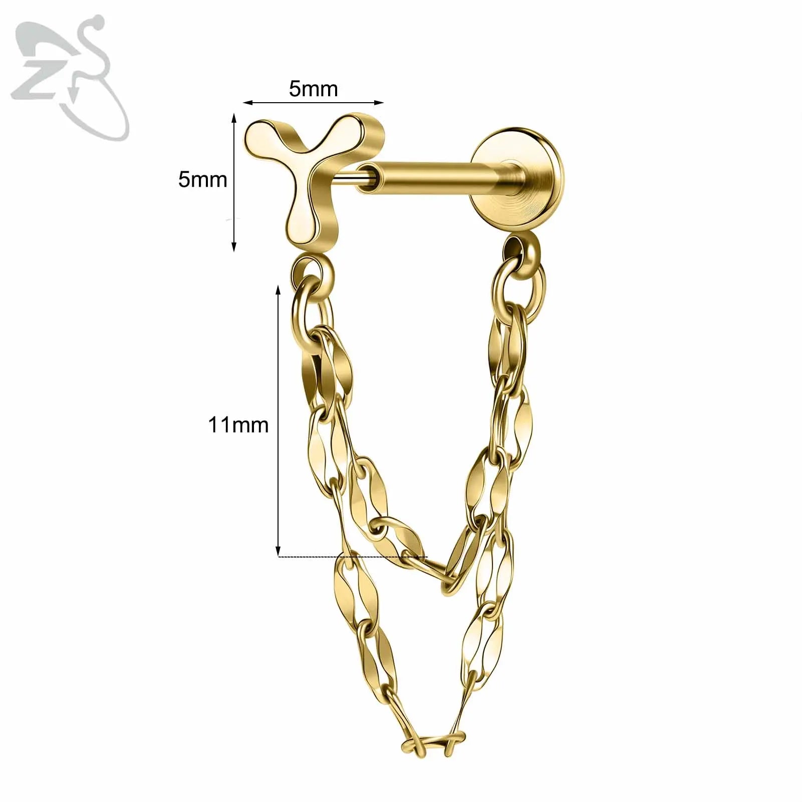 ZS 1PC 16G/18G Stainless Steel Ear Studs O-Shaped Stud Earrings Plug In Gold Color Cartilage Earring Heart Ear Piercings Jewelry