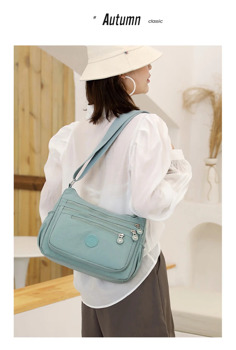 High capacity Shoulder Crossbody Bag for Women Purse Waterproof Nylon Handbag Suitable for mothers, shopping, vacation use
