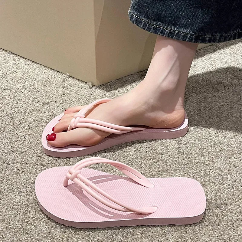 Women's Candy Color Flip Flops - Anti-Slip Summer Beach Slippers