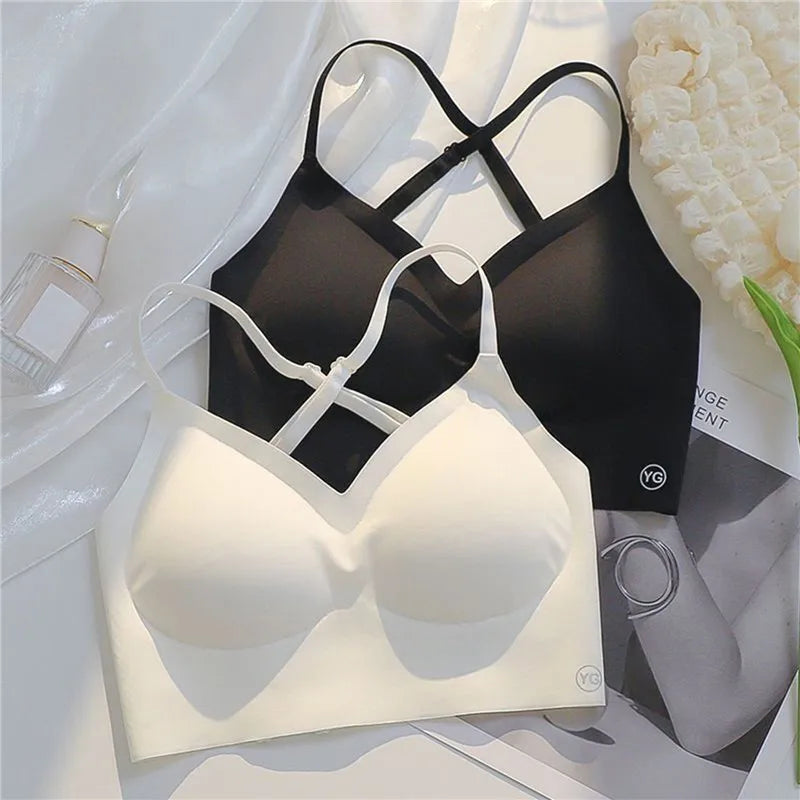 Women Invisible Bra Deep U Plunge Bras Backless Top for Dresses Sexy Lingerie with Transparent Strap Push Up Strapless Underwear