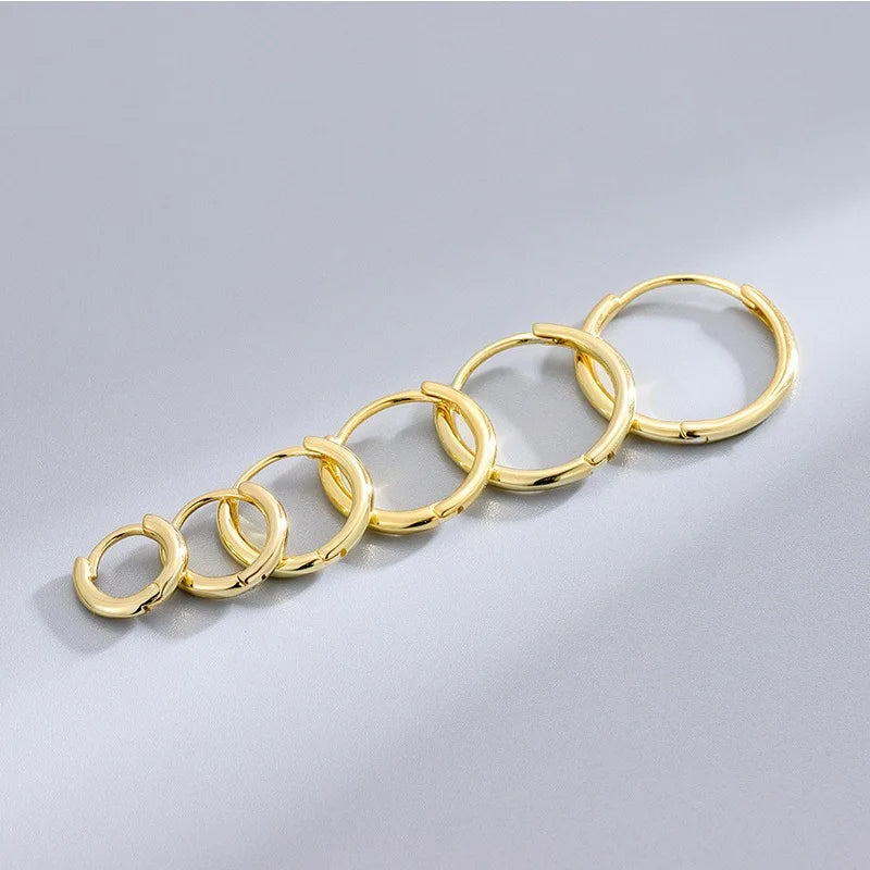 4Pairs Stainless Steel Solid Round Rings Huggies Earrings Set for Women Men Stackable Gold Plated Tiny Ear Cartilage Hoops