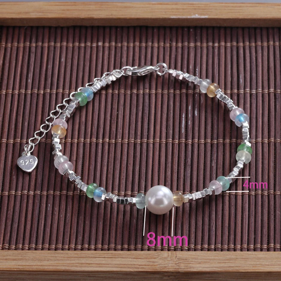 VENTFILLE 925 Sterling Silver Double Layer Pearl Bracelet for Women Girl Design Bead Korean Jewelry Dropshipping