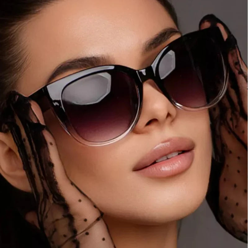 Retro Fashion Cat Eye Sunglasses - Simple Wide Leg Gradient UV400