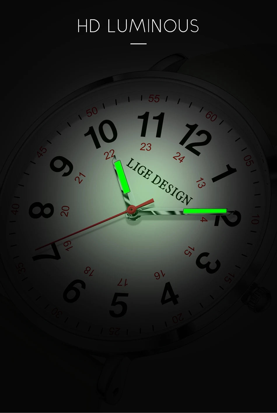 LIGE Fashion Elegant Watch - Candy Color Silicone Luminous Waterproof