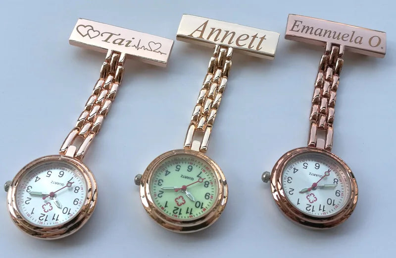 FREE Personalized Your Name Logo Doctor Clock Stethoscope Customize Engrave Medical Hospital Healthcare Pocket FOB Nurse Watch