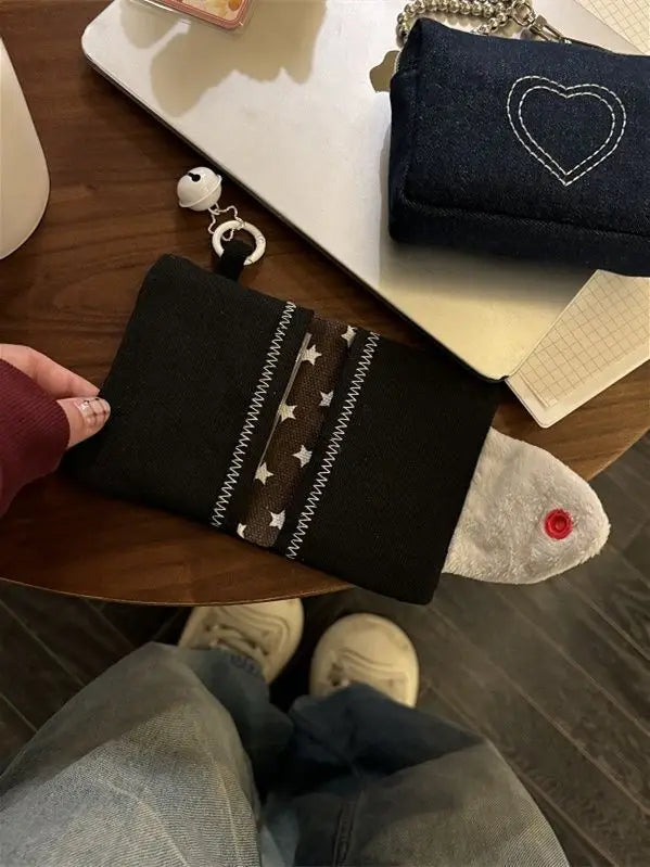 Cute Rice Ball Card Holder Coin Purse Money Card Integrated Canvas Portable Small Bag Storage Bag ID Bag