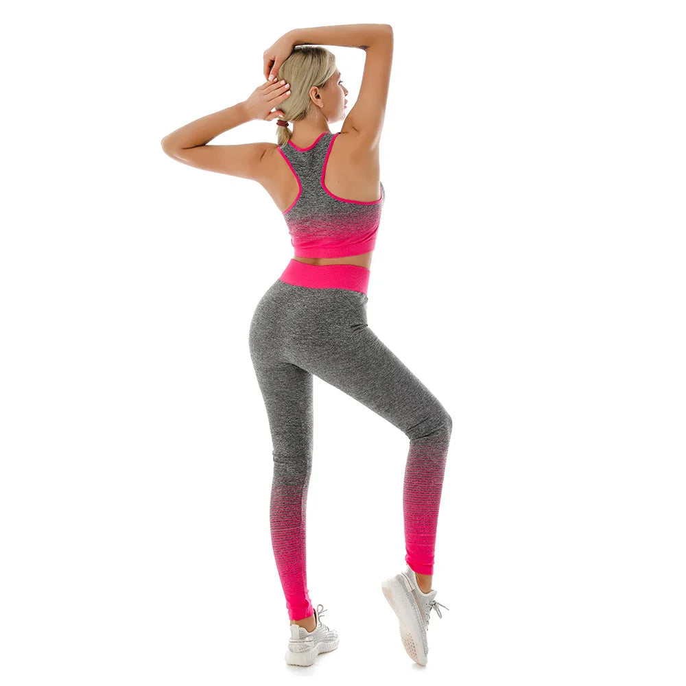 2 Piece Yoga Set - Gradual Changing Sports Bra & Leggings