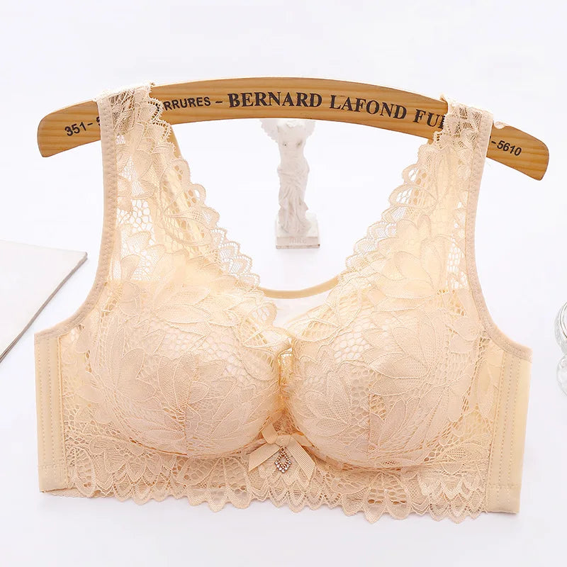Sexy Push Up Bra - See Through Backless Floral Lace Bralette