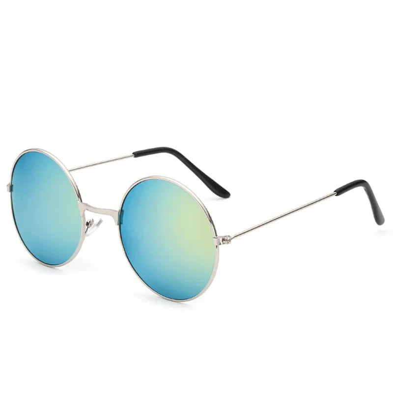 FOENIXSONG Round Pilots Sunglasses - Vintage Silver Gold Black Unisex
