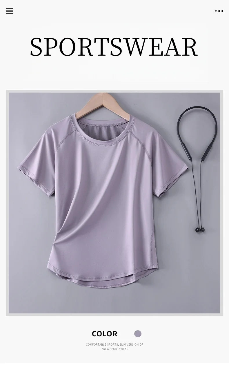 DRUR Yoga Tops - Quick Dry Short Sleeve Workout T-Shirt