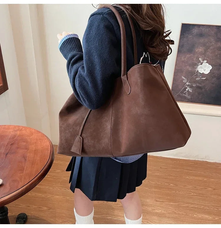 Faux Suede Solid Color High Quality Fashionable Versatile Handbag 2025 Women's Product Hot Selling  Large Capacity Shoulder Bag